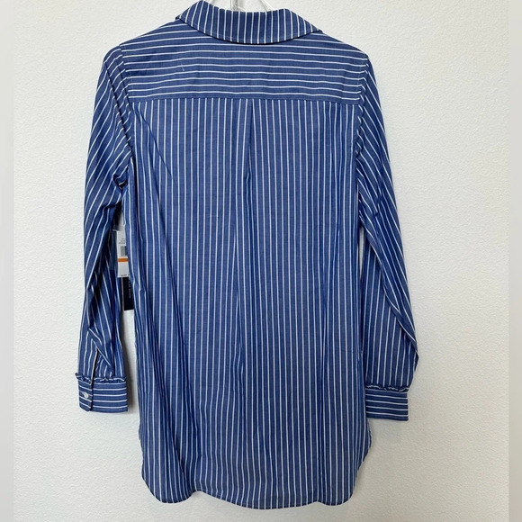 NWT Court & Rowe‎ Chambray Blue and White Button Up Stripe Shirt Size Small - Picture 7 of 10